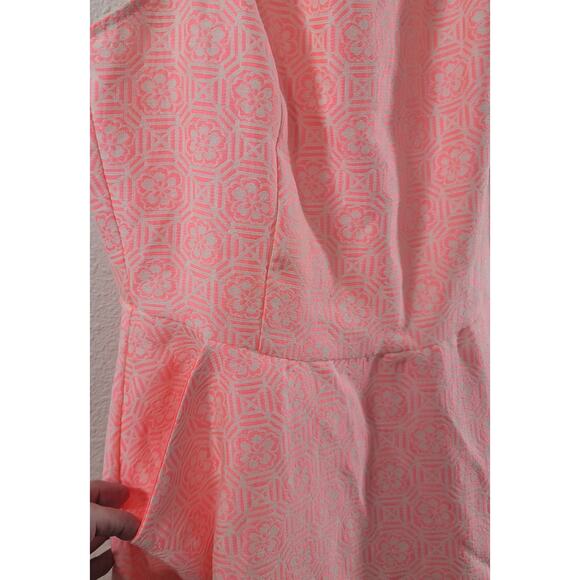 Under Skies Bright Orange White Floral Fit & Flare Midi Dress Medium Lightweight - Picture 6 of 7